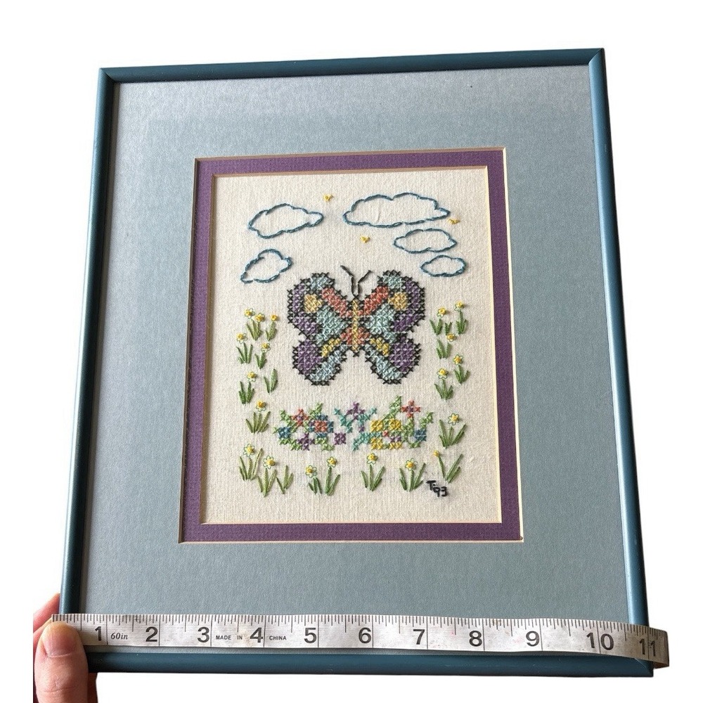vintage framed butterfly cross stitch - Picture 10 of 10